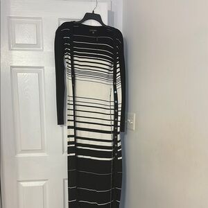 Black and White Striped Cardigan